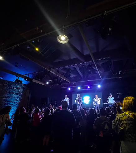 Live concert with engaged crowd